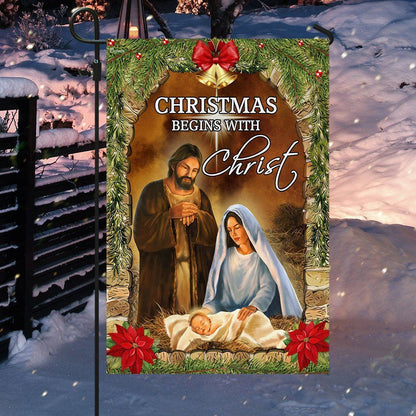Christmas Begins With Christ Flag Nativity Of Jesus Flag, Christian Christmas House Flag, Christmas Outdoor Decor Ideas