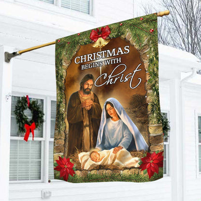 Christmas Begins With Christ Flag Nativity Of Jesus Flag, Christian Christmas House Flag, Christmas Outdoor Decor Ideas