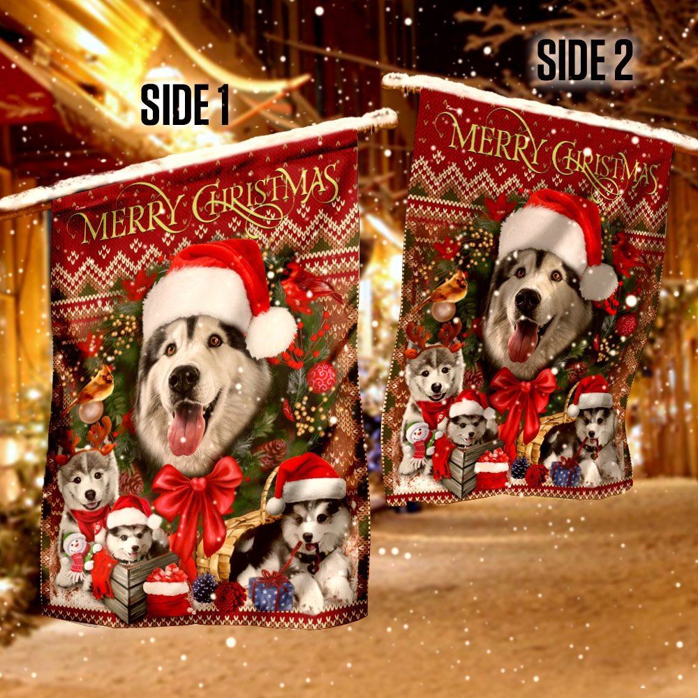 Christmas Begins With Husky Flag, Christmas Dog Garden Flag, Christmas Gifts For Pet, Christmas Outdoor Decor Ideas