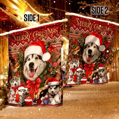 Christmas Begins With Husky Flag, Christmas Dog Garden Flag, Christmas Gifts For Pet, Christmas Outdoor Decor Ideas