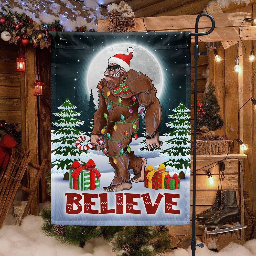 Christmas Bigfoot Flag Believe Flag, Christmas Garden Flag, Home Decor Accessories, Christmas Outdoor Decor Ideas
