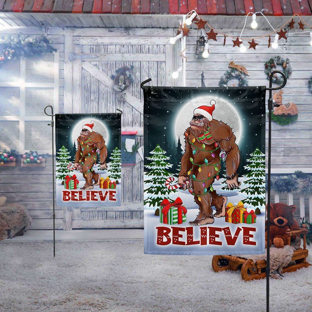 Christmas Bigfoot Flag Believe Flag, Christmas Garden Flag, Home Decor Accessories, Christmas Outdoor Decor Ideas
