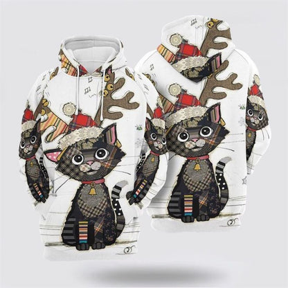 Christmas Black Cat All Over Print 3D Hoodie For Men And Women, Christmas Cat Hoodie, Christmas Hoodie Cute, Christmas Fashion