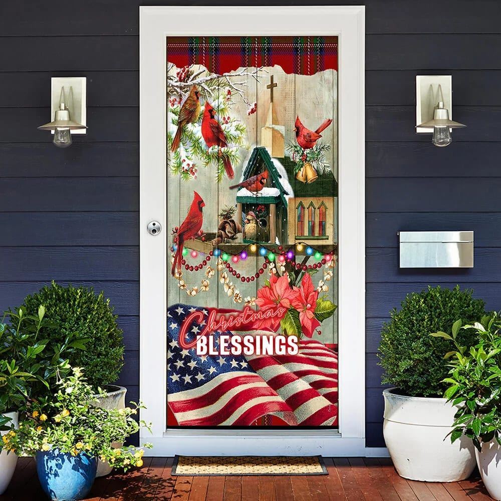 Christmas Blessings Home Door Cover, Front Door Christmas Cover, Christmas Door Knob Covers, Christmas Outdoor Decoration