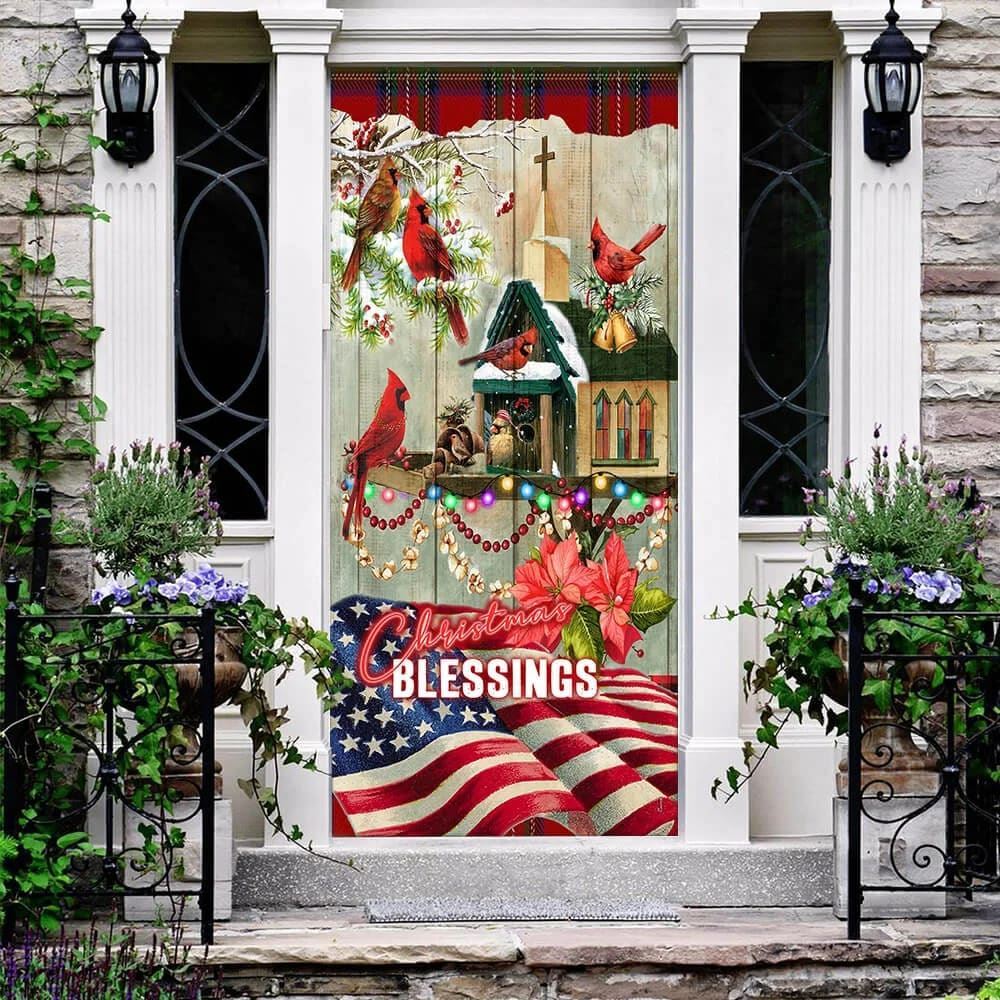 Christmas Blessings Home Door Cover, Front Door Christmas Cover, Christmas Door Knob Covers, Christmas Outdoor Decoration
