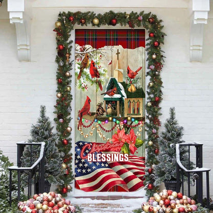 Christmas Blessings Home Door Cover, Front Door Christmas Cover, Christmas Door Knob Covers, Christmas Outdoor Decoration