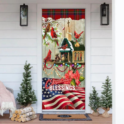 Christmas Blessings Home Door Cover, Front Door Christmas Cover, Christmas Door Knob Covers, Christmas Outdoor Decoration