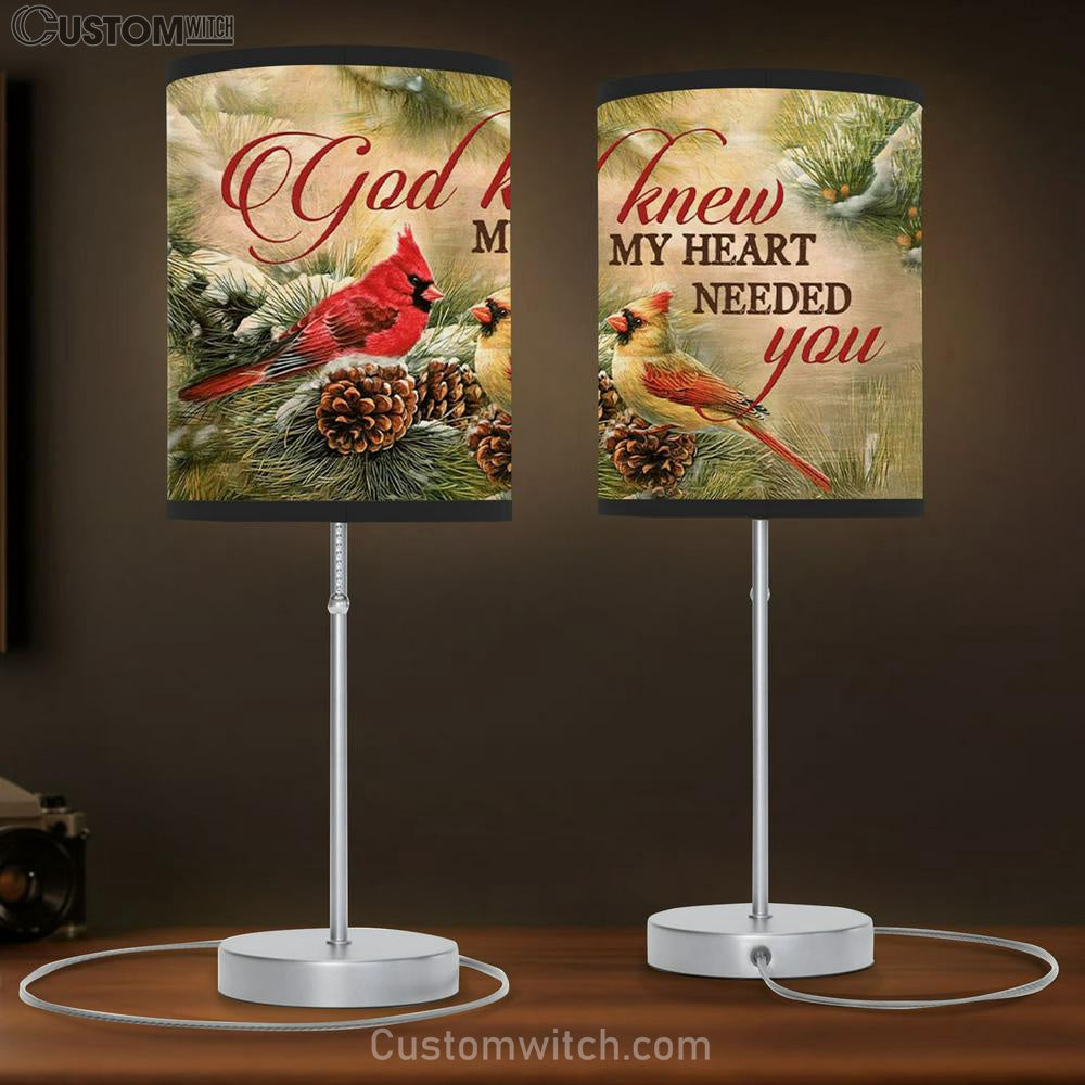 Christmas Cardinal Bird - God Knew My Heart Needed You Table Lamb Gift - Christian Bedroom Decor