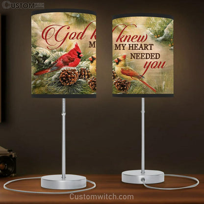 Christmas Cardinal Bird - God Knew My Heart Needed You Table Lamb Gift - Christian Bedroom Decor