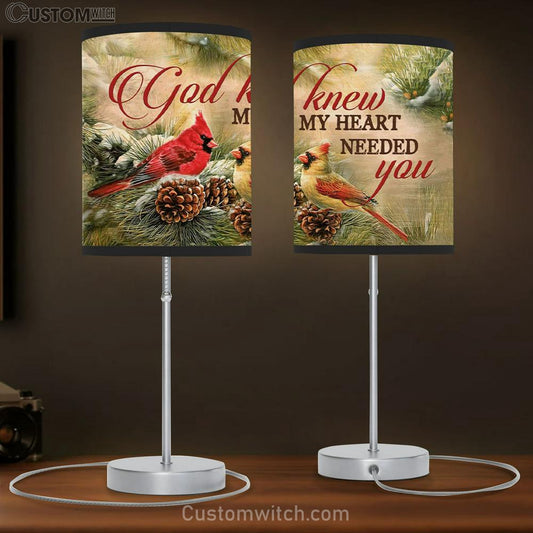 Christmas Cardinal Bird - God Knew My Heart Needed You Table Lamb Gift - Christian Bedroom Decor
