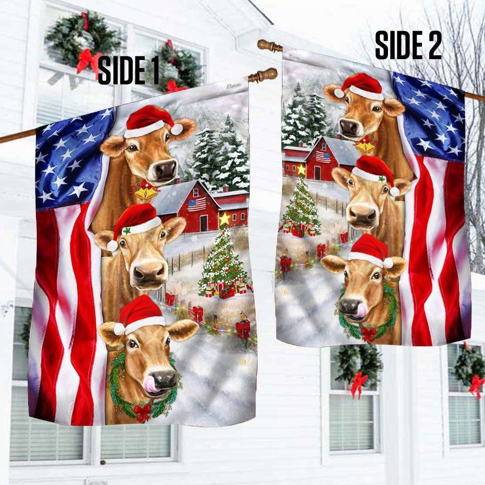 Christmas Cattle Cow American Flag, Christmas Garden Flag, Home Decor Accessories, Christmas Outdoor Decor Ideas