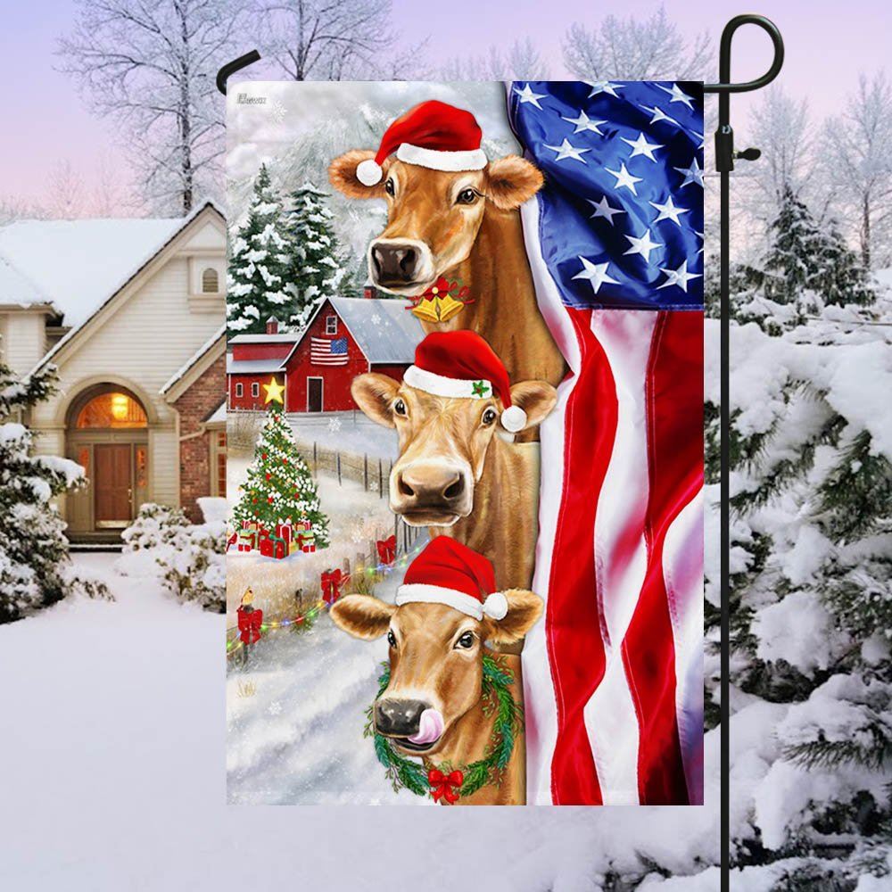 Christmas Cattle Cow American Flag, Christmas Garden Flag, Home Decor Accessories, Christmas Outdoor Decor Ideas