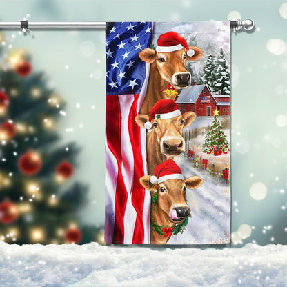 Christmas Cattle Cow American Flag, Christmas Garden Flag, Home Decor Accessories, Christmas Outdoor Decor Ideas