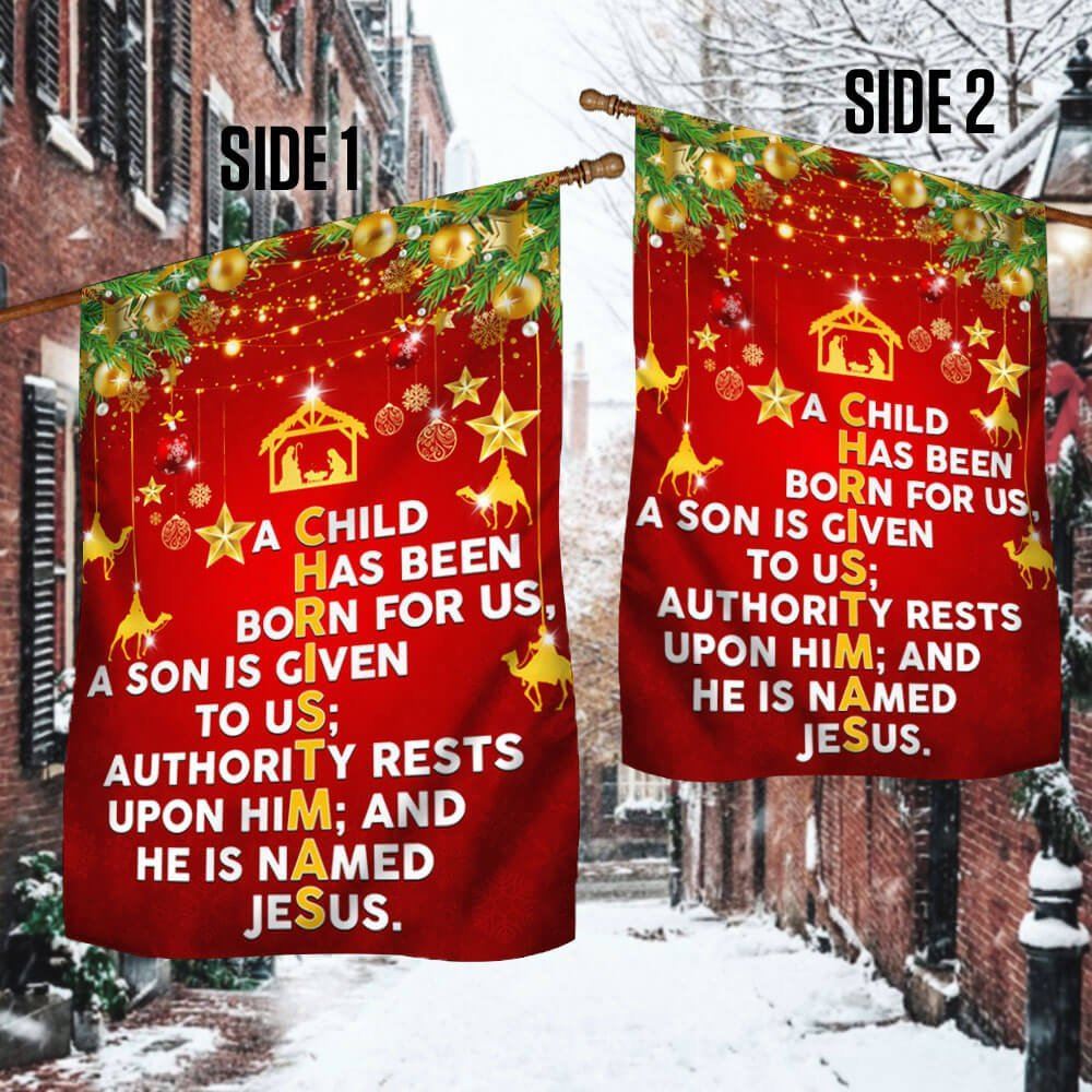 Christmas Christ Jesus Flag He Is Named Jesus Flag, Christian Christmas House Flag, Christmas Outdoor Decor Ideas