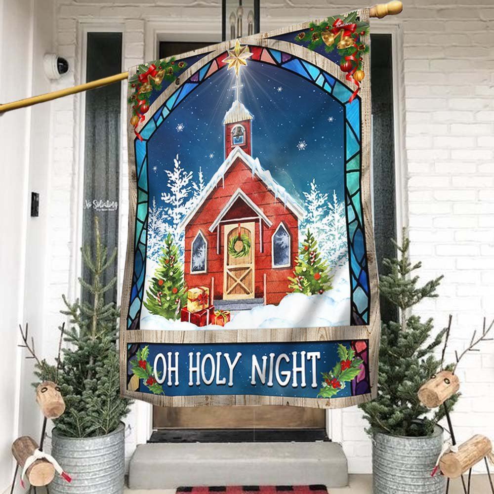 Christmas Church Oh Holy Night Flag, Christmas Garden Flag, Home Decor Accessories, Christmas Outdoor Decor Ideas