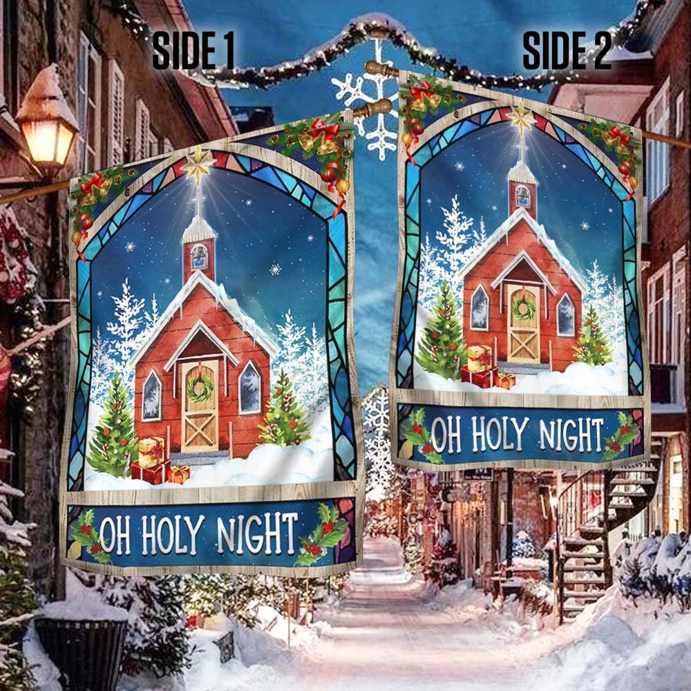 Christmas Church Oh Holy Night Flag, Christmas Garden Flag, Home Decor Accessories, Christmas Outdoor Decor Ideas