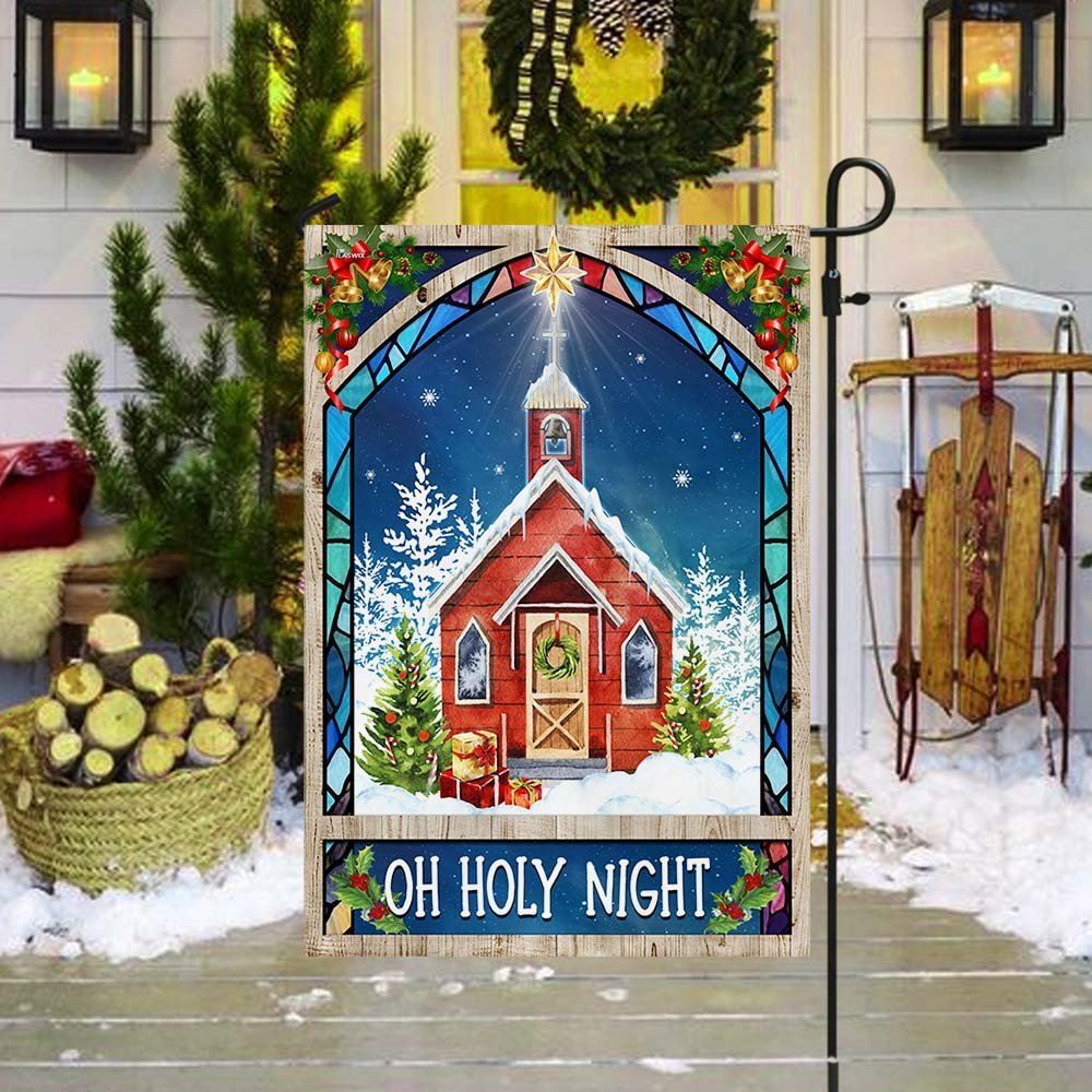 Christmas Church Oh Holy Night Flag, Christmas Garden Flag, Home Decor Accessories, Christmas Outdoor Decor Ideas