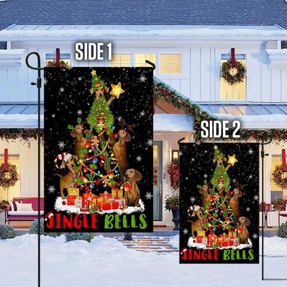 Christmas Dachshund Dog Flag Christmas Tree Flag, Christmas Dog Garden Flag, Christmas Gifts For Pet, Christmas Outdoor Decor Ideas