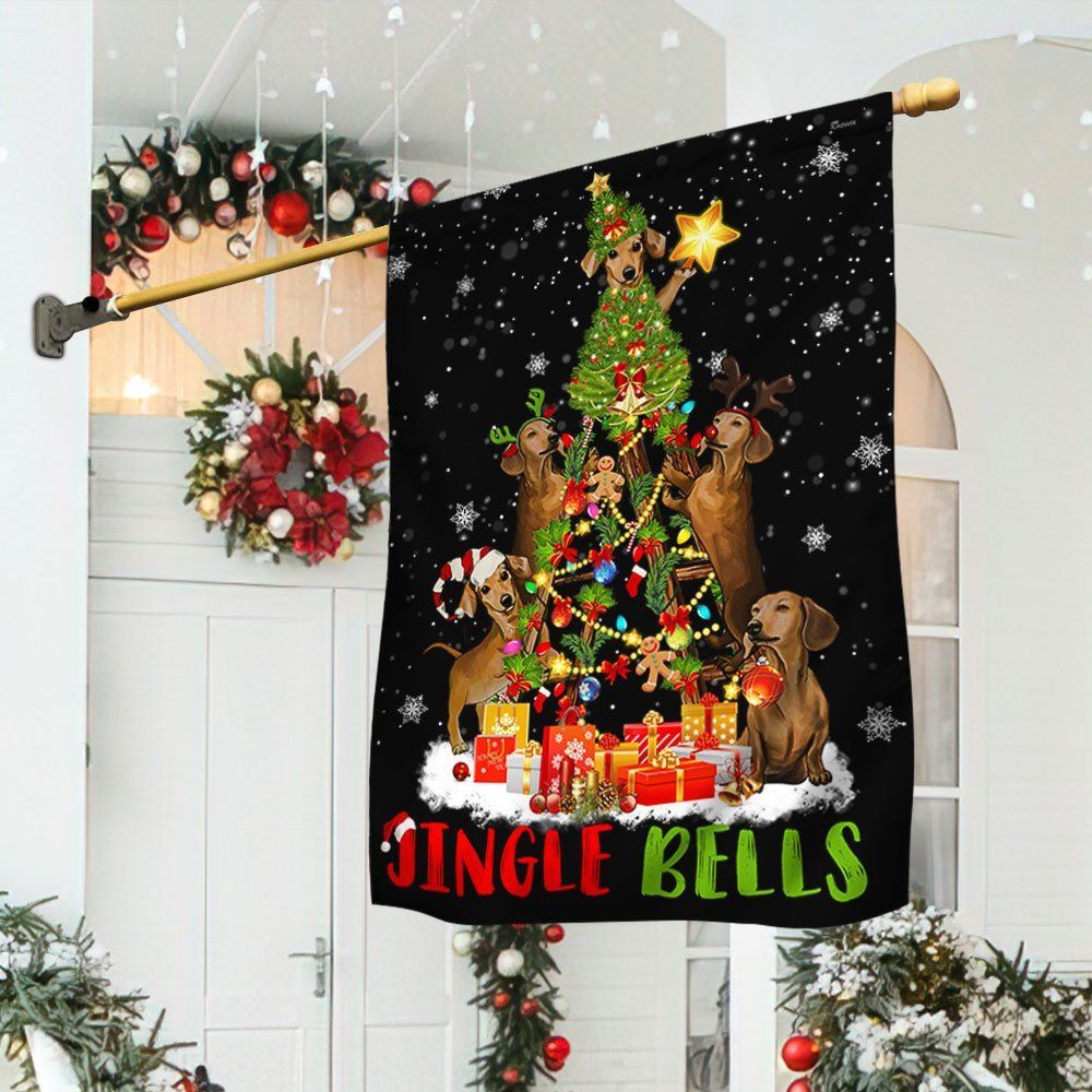 Christmas Dachshund Dog Flag Christmas Tree Flag, Christmas Dog Garden Flag, Christmas Gifts For Pet, Christmas Outdoor Decor Ideas