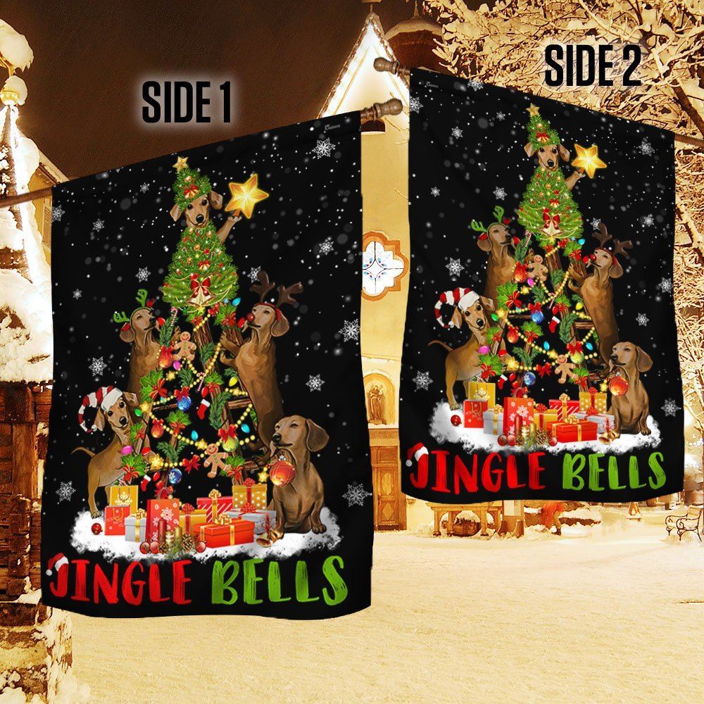 Christmas Dachshund Dog Flag Christmas Tree Flag, Christmas Dog Garden Flag, Christmas Gifts For Pet, Christmas Outdoor Decor Ideas