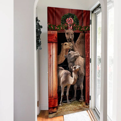 Christmas Door Cover Happy Family Camel, Christmas Door Knob Covers, Christmas Outdoor Decoration