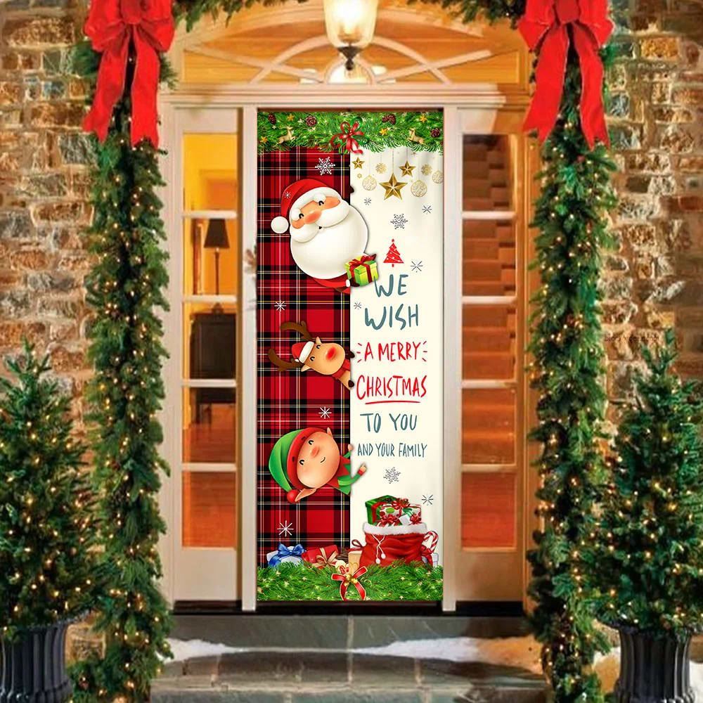 Christmas Door Cover We Wish You A Merry Christmas To You And Your Family, Christmas Door Knob Covers, Christmas Outdoor Decoration