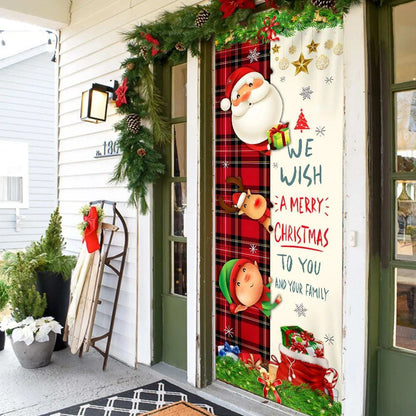 Christmas Door Cover We Wish You A Merry Christmas To You And Your Family, Christmas Door Knob Covers, Christmas Outdoor Decoration
