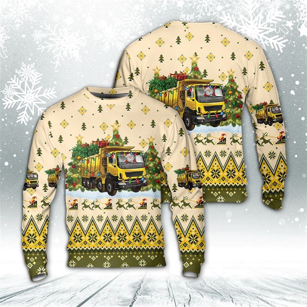 Christmas Dump Truck With Santa Ugly Christmas Sweater, Best Gift For Holiday, Christmas Crewneck Sweater, Christmas Winter Fashion