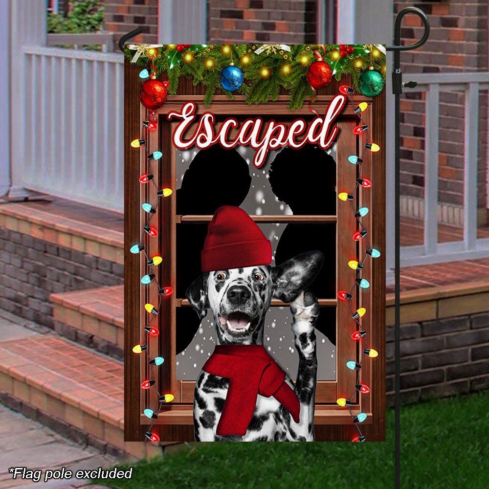 Christmas  Flag Escaped Dalmatian, Christmas Dog Garden Flag, Christmas Gifts For Pet, Christmas Outdoor Decor Ideas