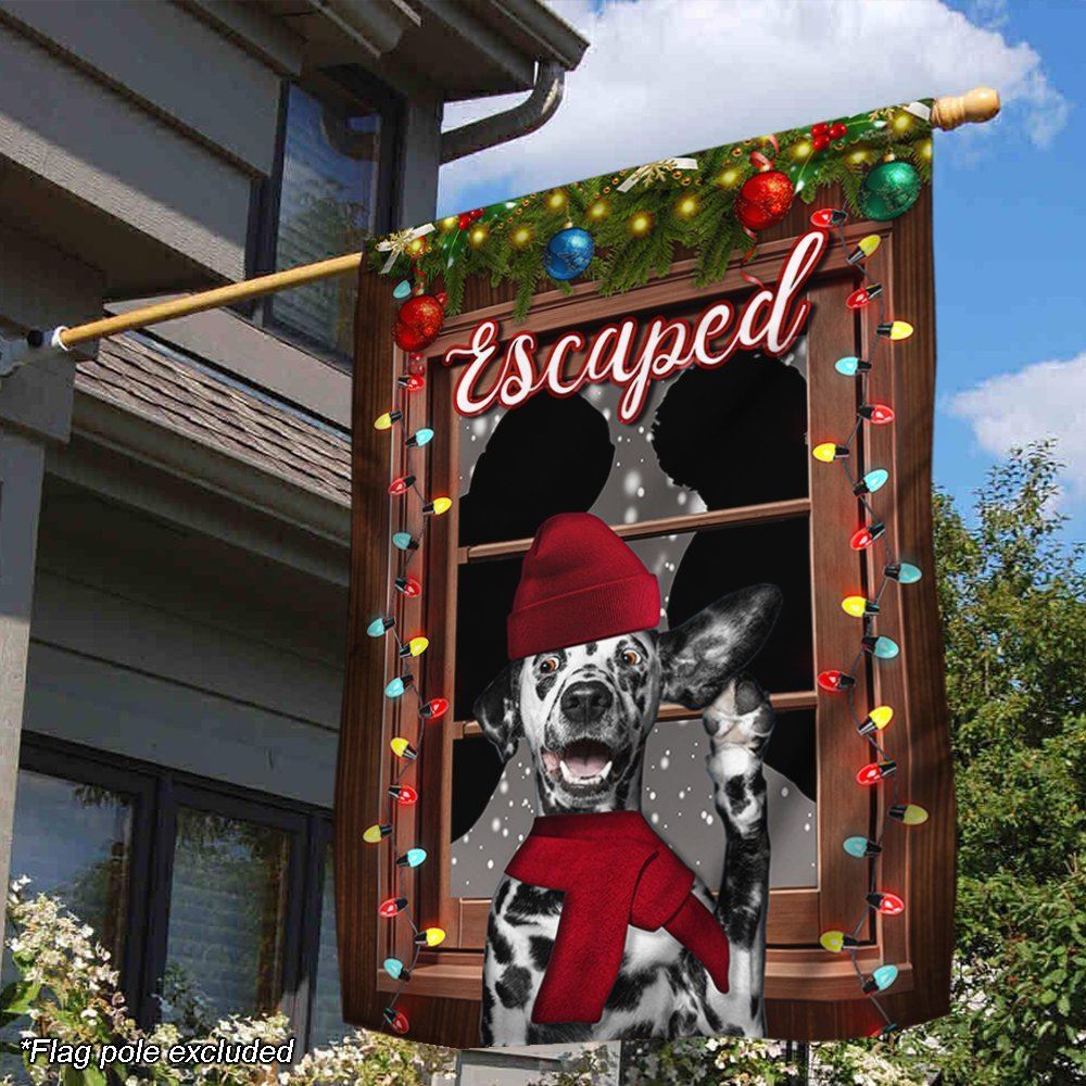 Christmas  Flag Escaped Dalmatian, Christmas Dog Garden Flag, Christmas Gifts For Pet, Christmas Outdoor Decor Ideas