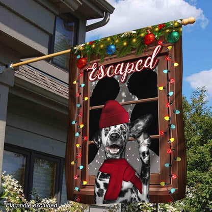 Christmas  Flag Escaped Dalmatian, Christmas Dog Garden Flag, Christmas Gifts For Pet, Christmas Outdoor Decor Ideas