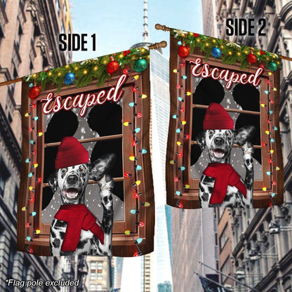 Christmas  Flag Escaped Dalmatian, Christmas Dog Garden Flag, Christmas Gifts For Pet, Christmas Outdoor Decor Ideas