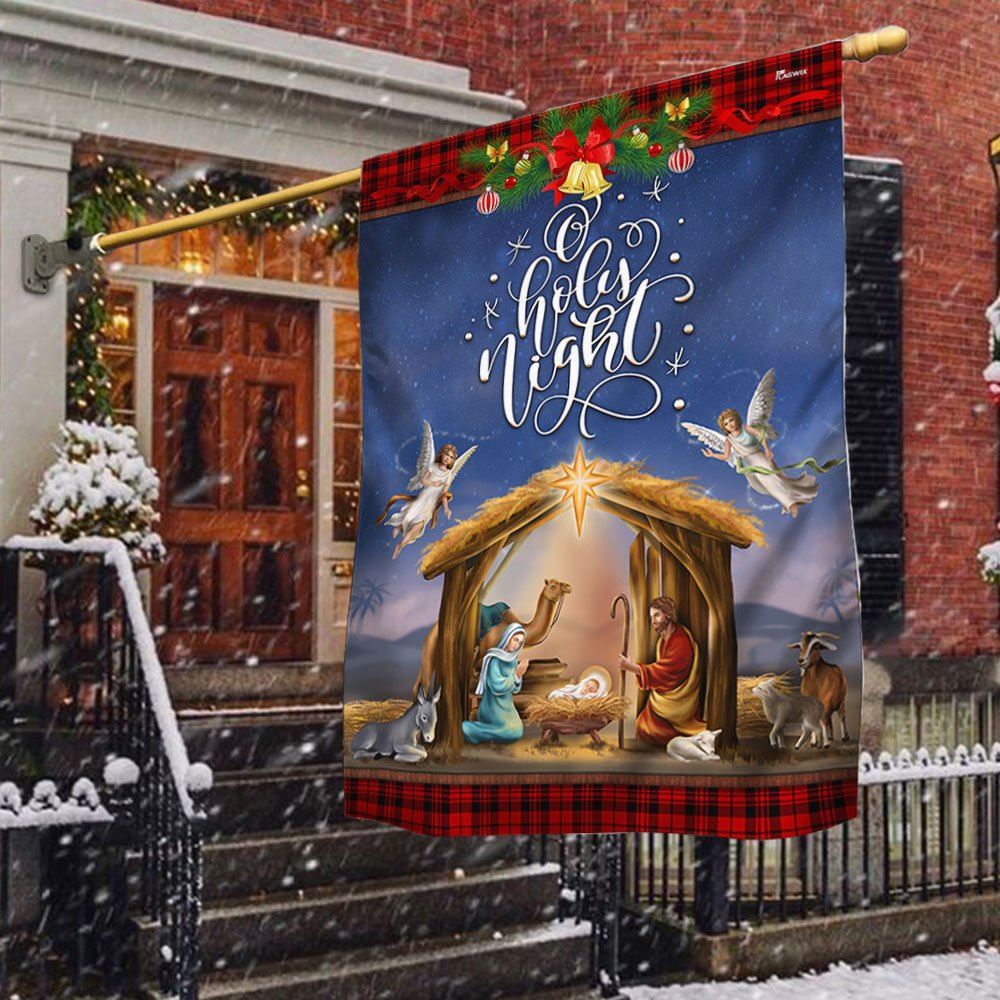 Christmas Flag Nativity Scene O Holy Night Child Is Born Flag, Christian Christmas House Flag, Christmas Outdoor Decor Ideas