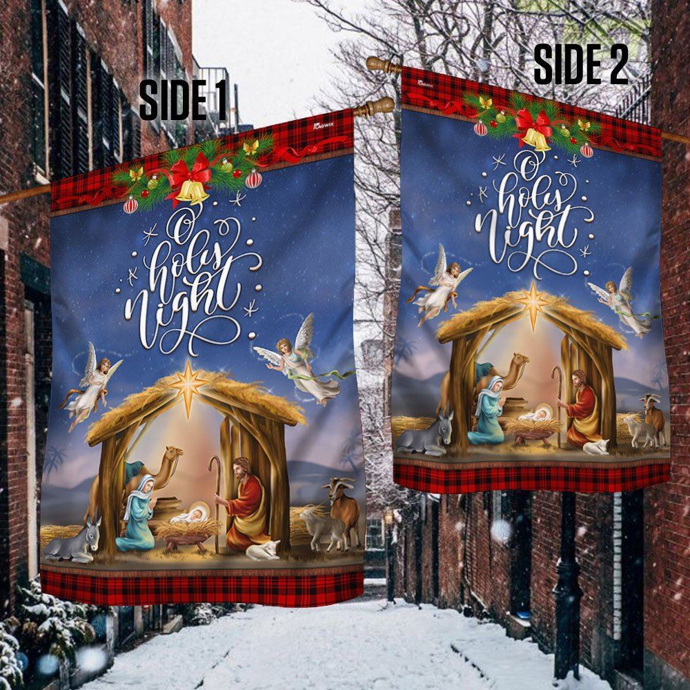 Christmas Flag Nativity Scene O Holy Night Child Is Born Flag, Christian Christmas House Flag, Christmas Outdoor Decor Ideas