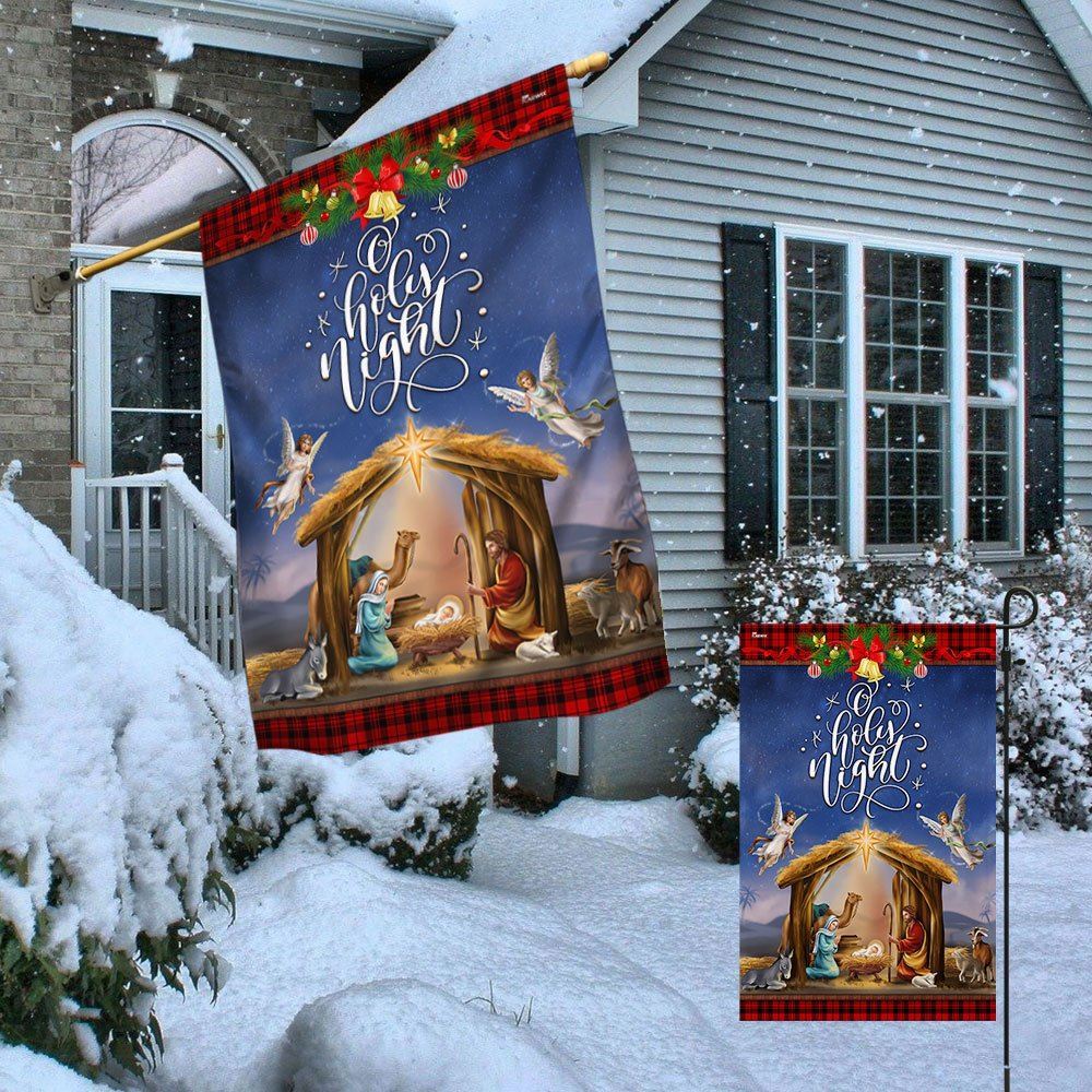 Christmas Flag Nativity Scene O Holy Night Child Is Born Flag, Christian Christmas House Flag, Christmas Outdoor Decor Ideas