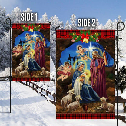 Christmas Flag Nativity Scene Oh Holy Night Jesus Was Born Flag, Christian Christmas House Flag, Christmas Outdoor Decor Ideas