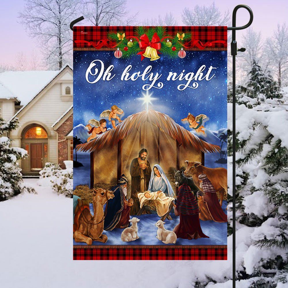 Christmas Flag Oh Holy Night Jesus Was Born Flag, Christian Christmas House Flag, Christmas Outdoor Decor Ideas