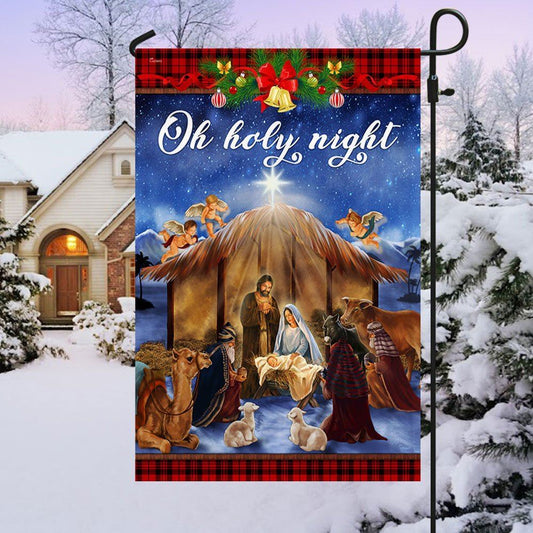 Christmas Flag Oh Holy Night Jesus Was Born Flag, Christian Christmas House Flag, Christmas Outdoor Decor Ideas