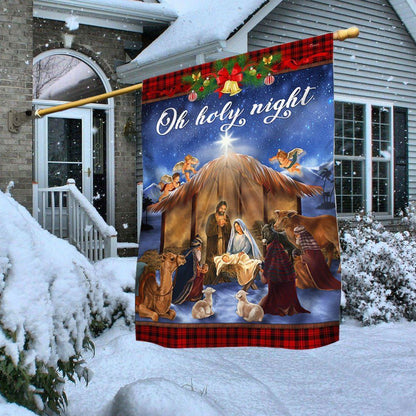 Christmas Flag Oh Holy Night Jesus Was Born Flag, Christian Christmas House Flag, Christmas Outdoor Decor Ideas