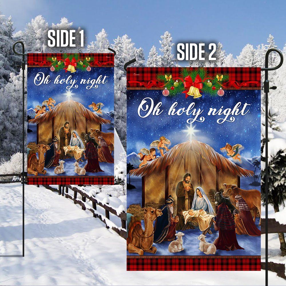 Christmas Flag Oh Holy Night Jesus Was Born Flag, Christian Christmas House Flag, Christmas Outdoor Decor Ideas