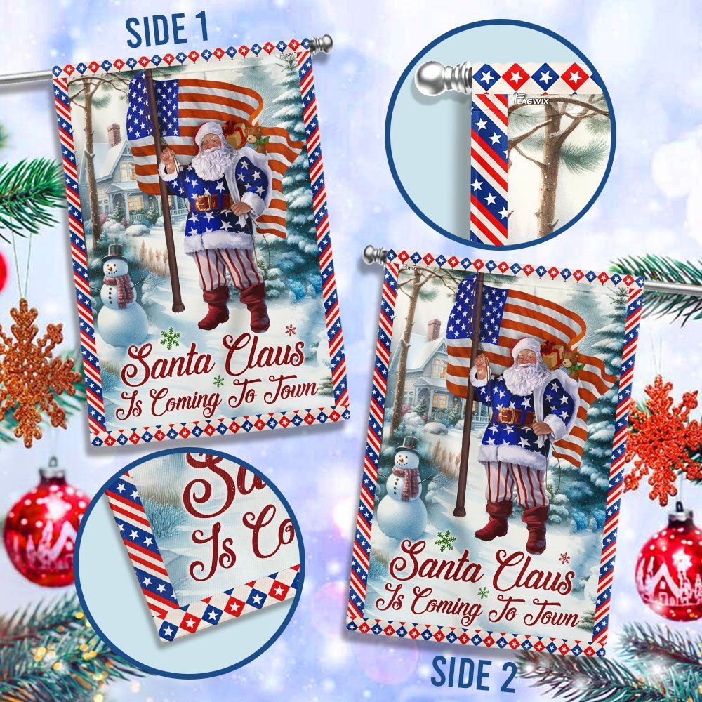 Christmas Flag Santa Claus Is Coming To Town Flag, Christmas Garden Flag, Home Decor Accessories, Christmas Outdoor Decor Ideas