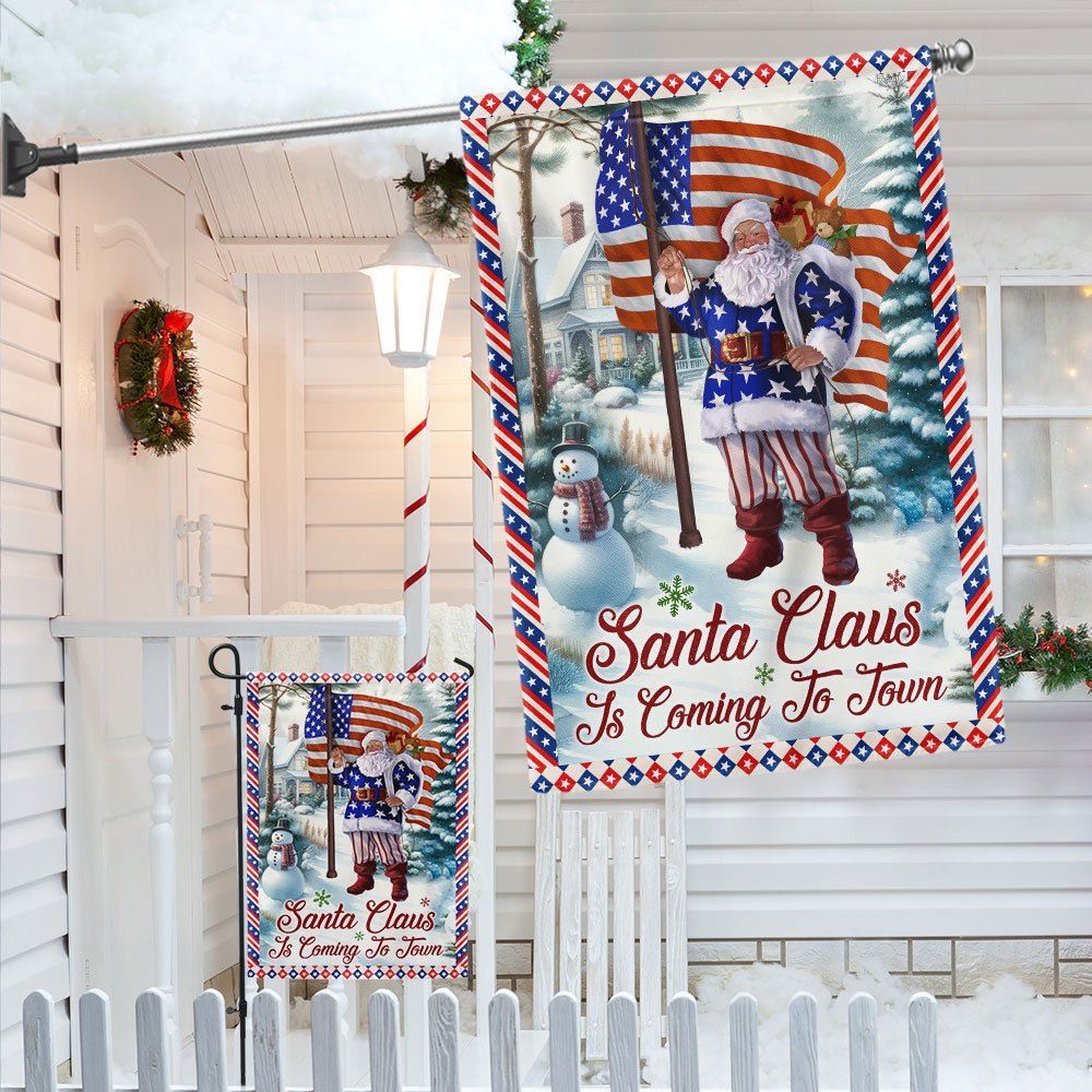 Christmas Flag Santa Claus Is Coming To Town Flag, Christmas Garden Flag, Home Decor Accessories, Christmas Outdoor Decor Ideas