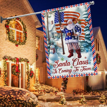 Christmas Flag Santa Claus Is Coming To Town Flag, Christmas Garden Flag, Home Decor Accessories, Christmas Outdoor Decor Ideas