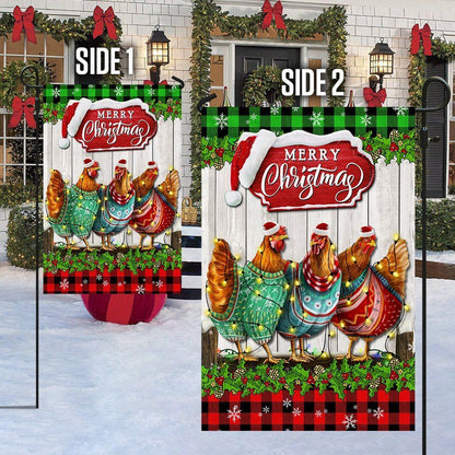 Christmas Hen Chickens Merry Christmas Flag, Christmas Garden Flag, Home Decor Accessories, Christmas Outdoor Decor Ideas