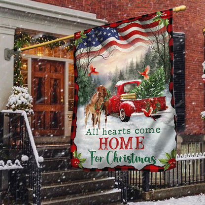 Christmas Horse All Hearts Come Home For Christmas Flag, Christmas Garden Flag, Home Decor Accessories, Christmas Outdoor Decor Ideas
