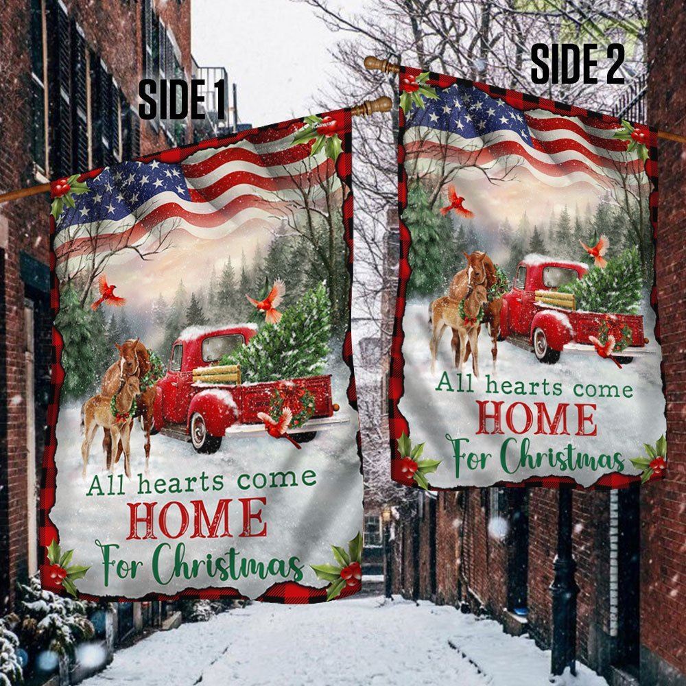 Christmas Horse All Hearts Come Home For Christmas Flag, Christmas Garden Flag, Home Decor Accessories, Christmas Outdoor Decor Ideas