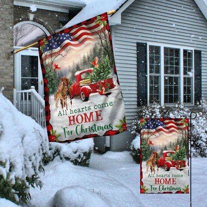 Christmas Horse All Hearts Come Home For Christmas Flag, Christmas Garden Flag, Home Decor Accessories, Christmas Outdoor Decor Ideas
