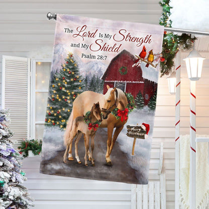 Christmas Horse Flag The Lord Is My Strength and My Shield Flag, Christmas Garden Flag, Home Decor Accessories, Christmas Outdoor Decor Ideas