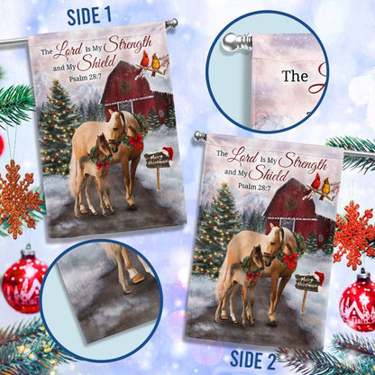 Christmas Horse Flag The Lord Is My Strength and My Shield Flag, Christmas Garden Flag, Home Decor Accessories, Christmas Outdoor Decor Ideas