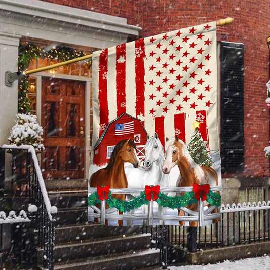 Christmas Horses American Flag, Christmas Garden Flag, Home Decor Accessories, Christmas Outdoor Decor Ideas